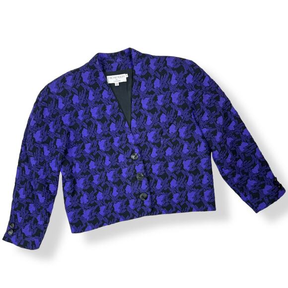 80's Japanese MICHI MOON for SANYO wool blend purple cropped blazer - Picture 7 of 16